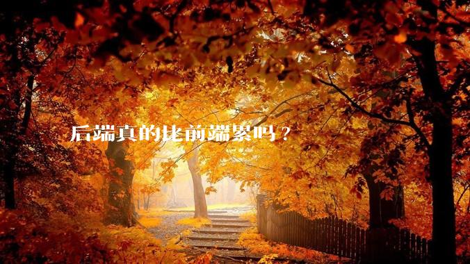 后端真的比前端累吗?