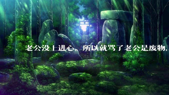 老公没上进心，所以就骂了老公是废物，窝囊废，他很生气。怎么办？